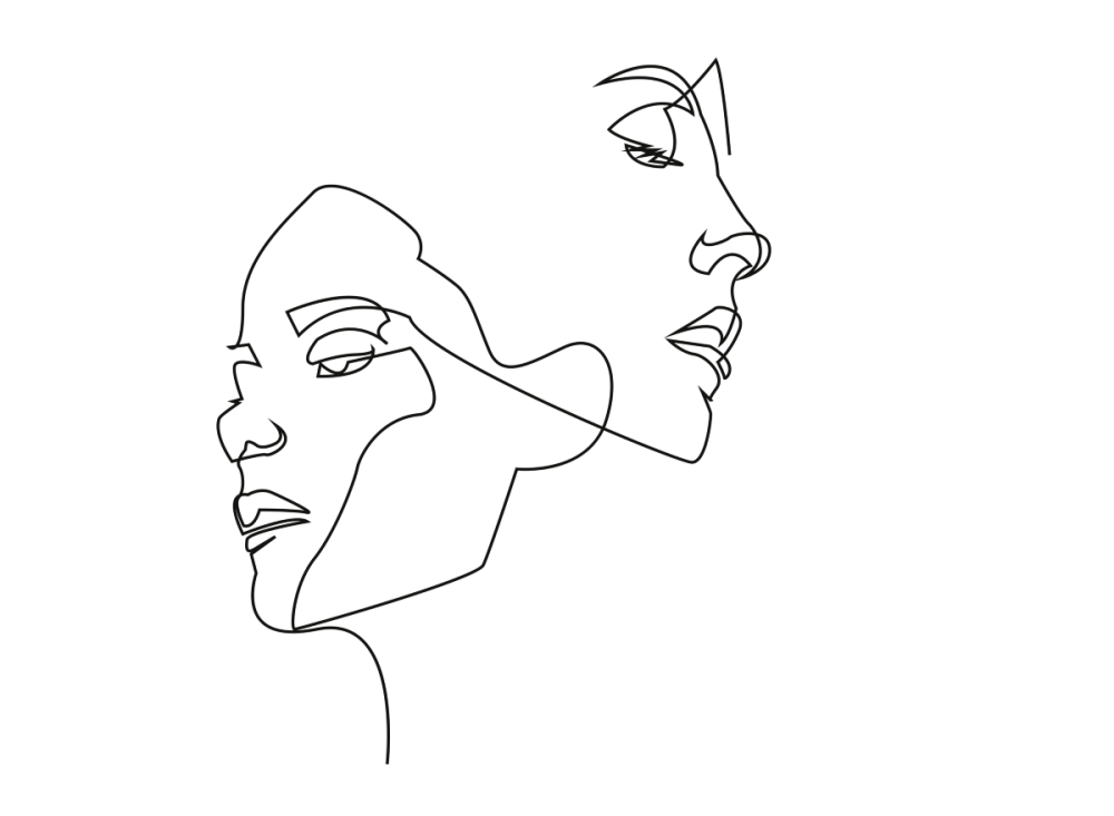 Le contour du visage féminin