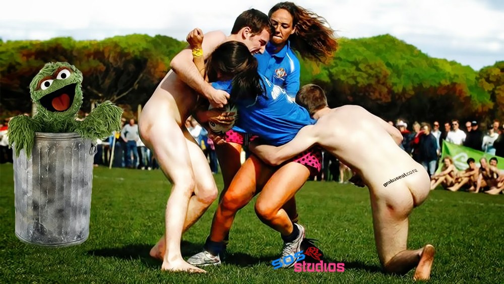 Rugbites nus dans les vestiaires