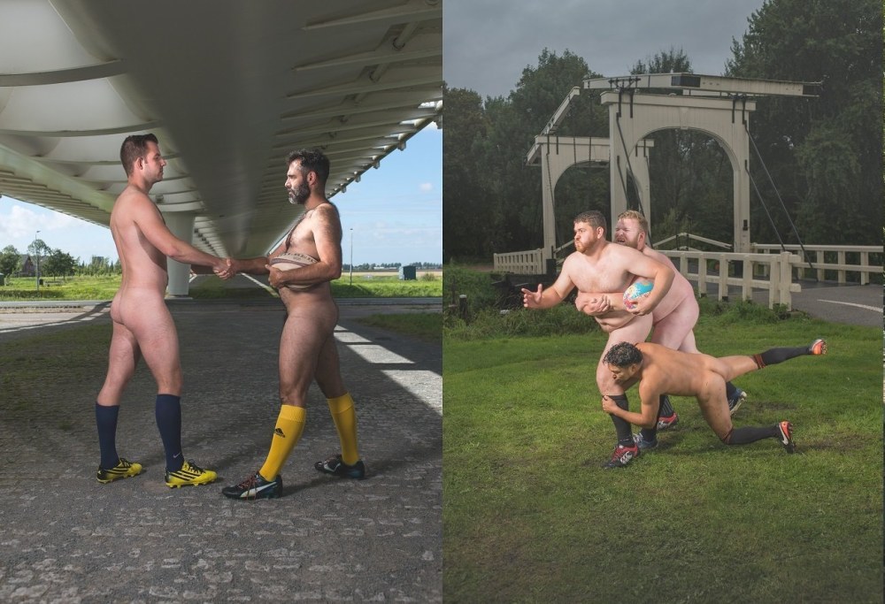 Les joueurs de football de rugby sont nus