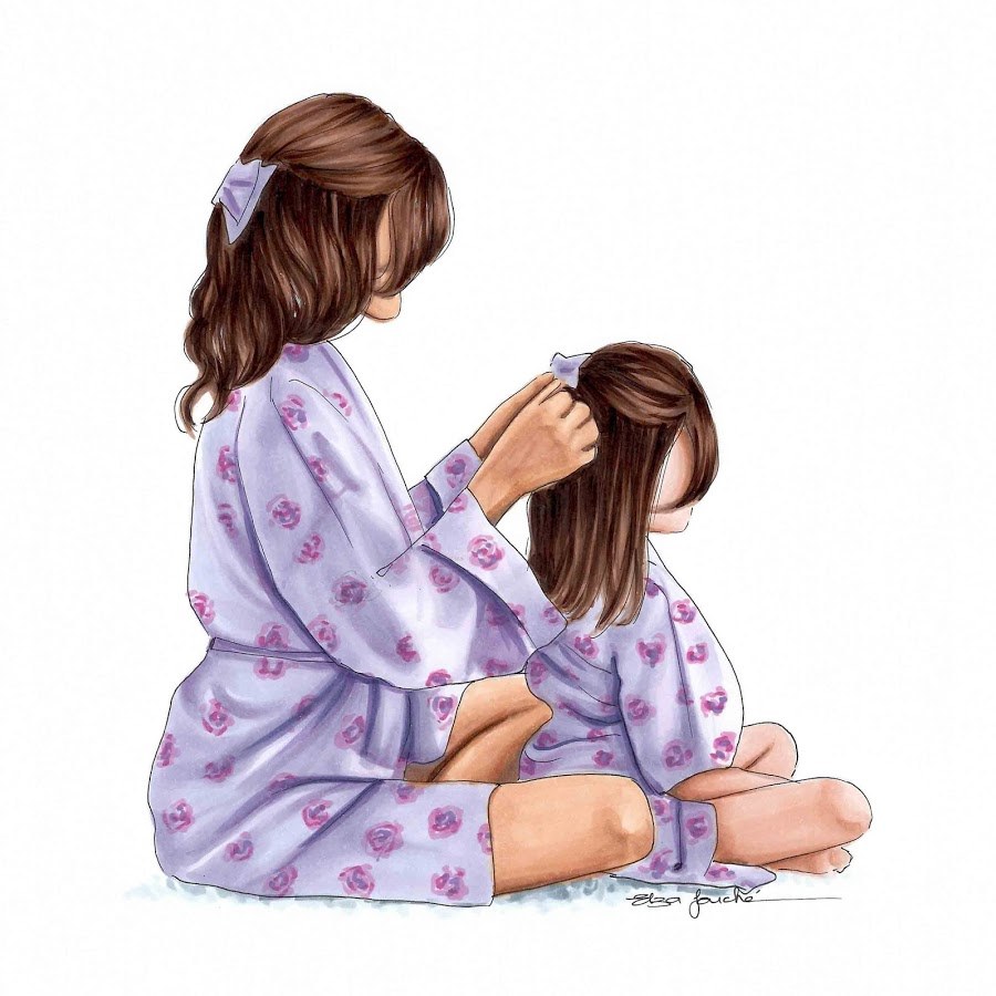 Cartoon Girl avec un enfant