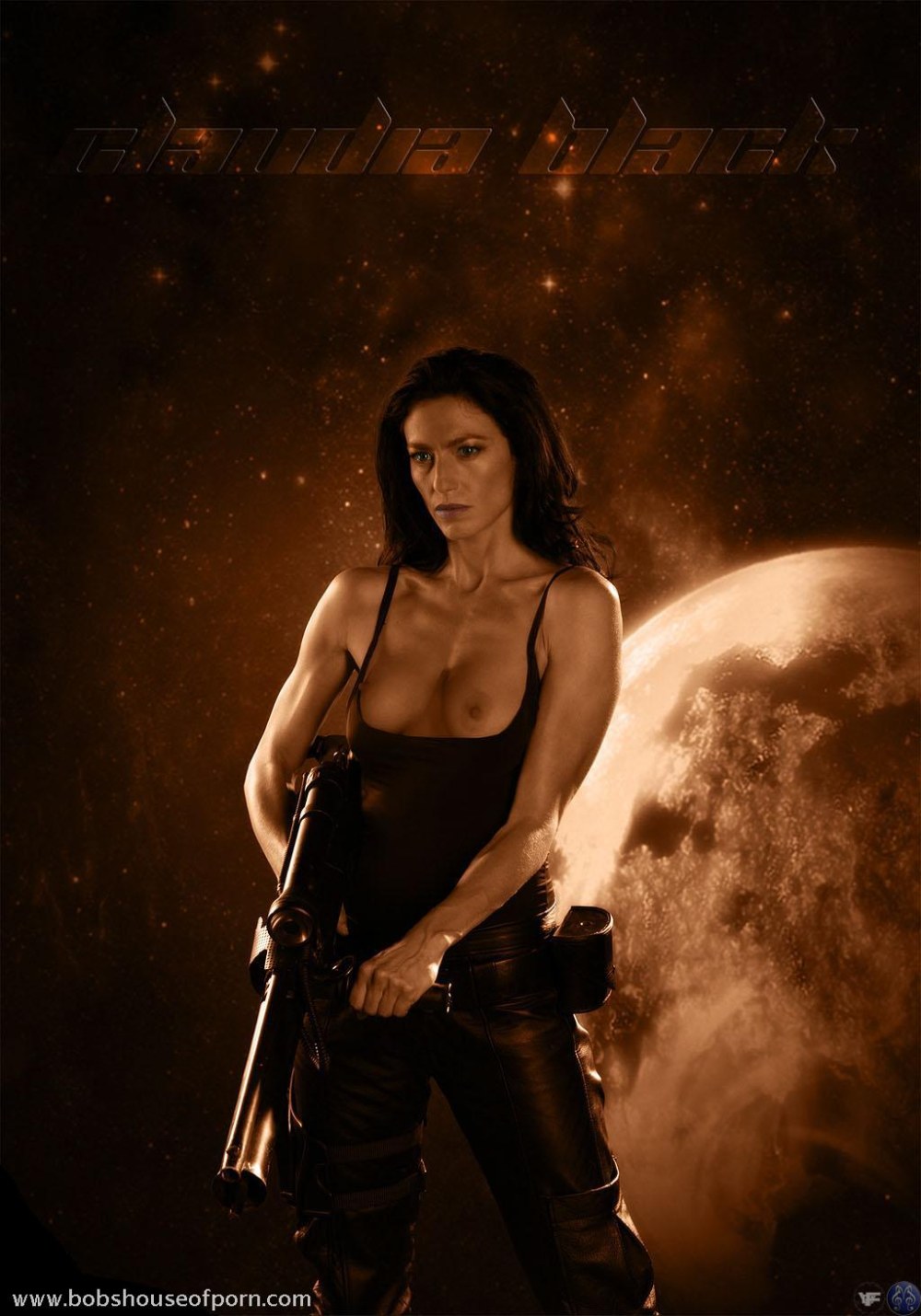 Claudia Black sans culotte