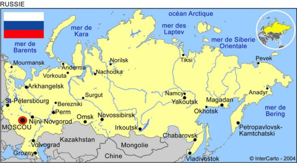 Carte russe en anglais