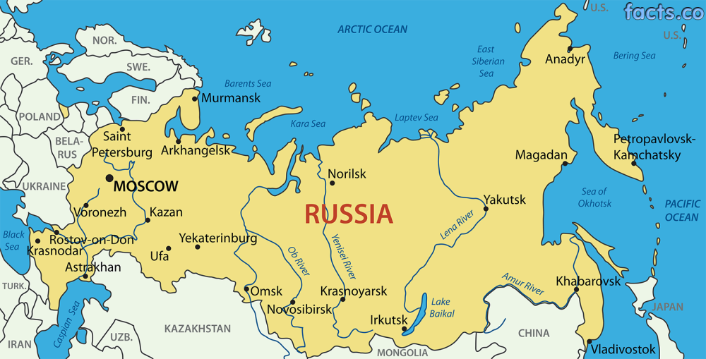 Carte géographique de la Russie par régions