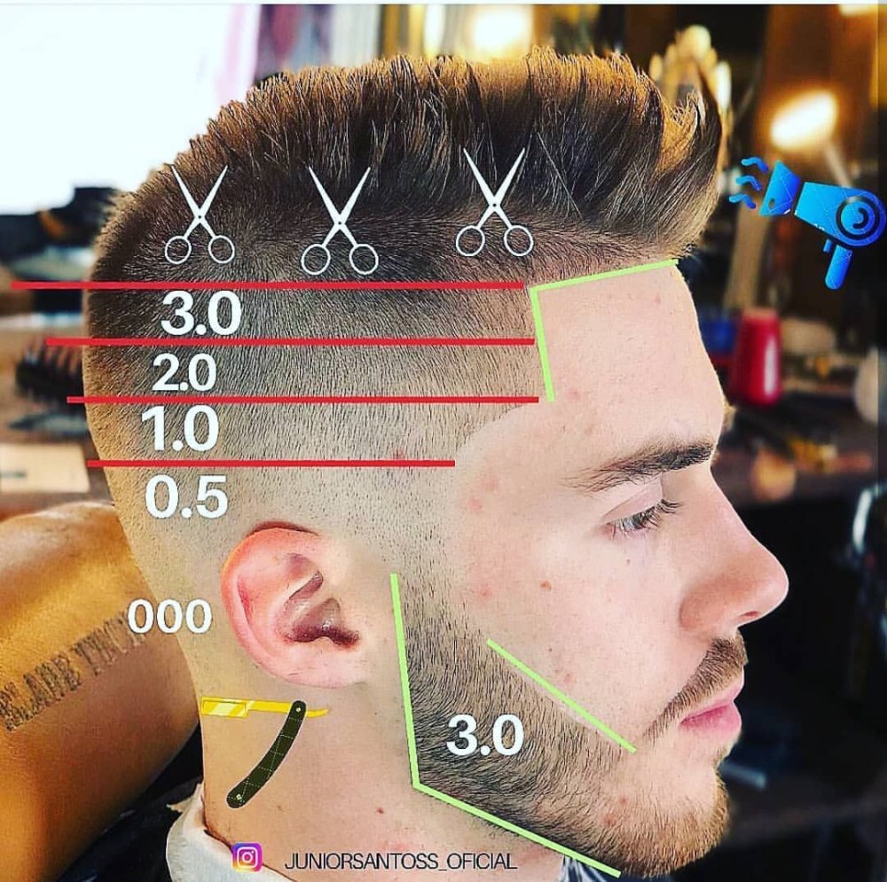 Schéma masculin de la coupe de cheveux