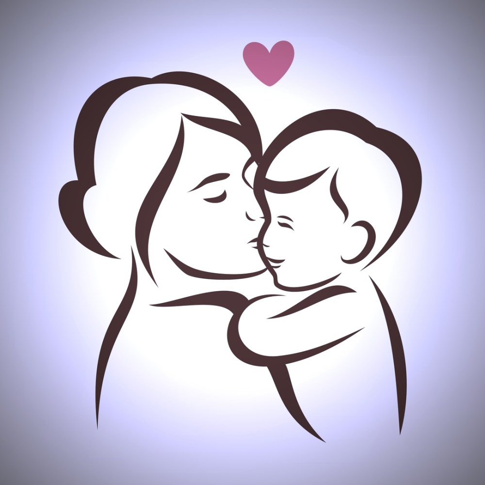 La silhouette de maman avec un enfant