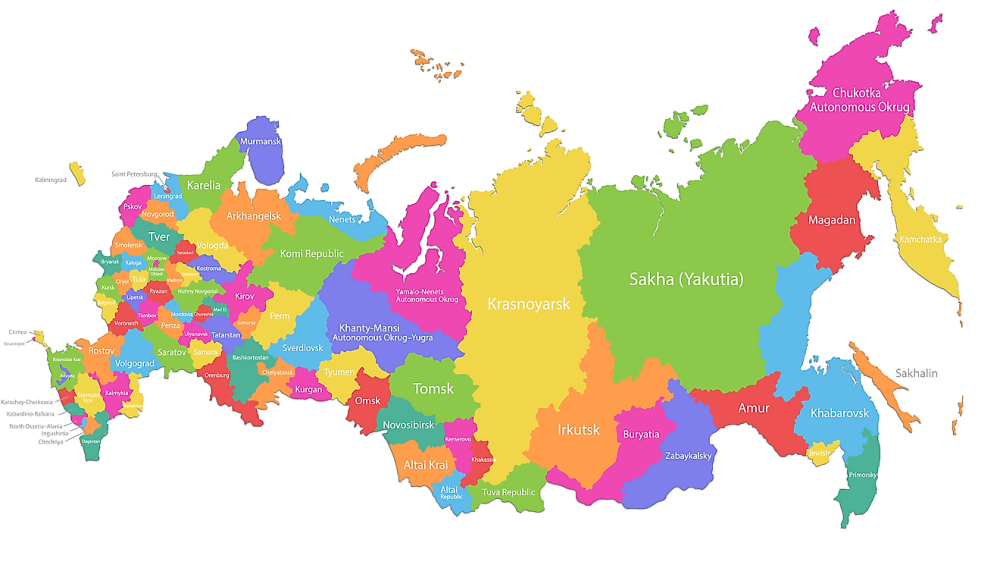Carte des régions de la Russie Carte des régions de la Russie
