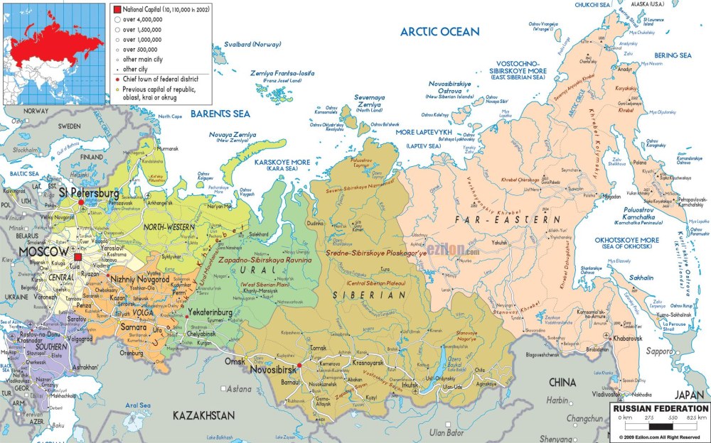 Carte russe en anglais