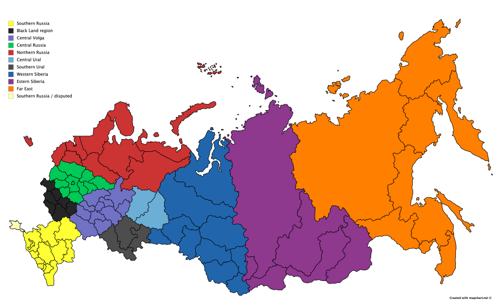 Carte des régions de la Russie