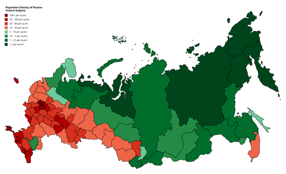 Carte de la population de la Russie