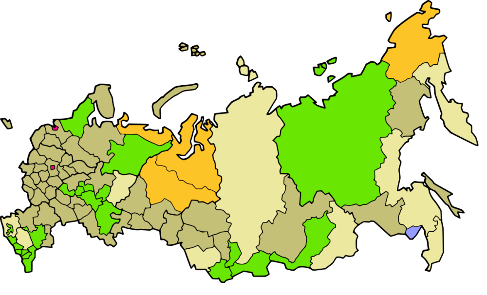 Carte des entités constituantes de la Fédération de Russie