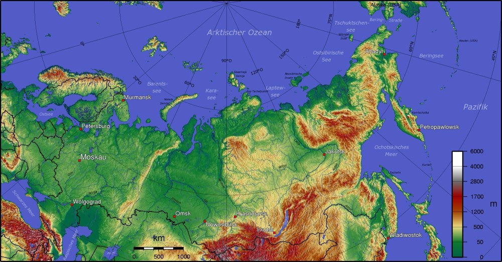 Sibérie moyenne sur la carte de la Russie