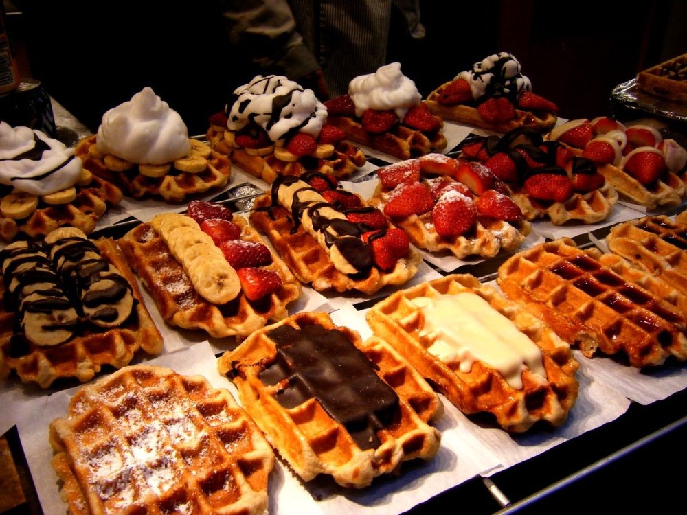 Les célèbres gaufres - Gaufres de Bruxelles ou Gaufres de Liège. Belgique